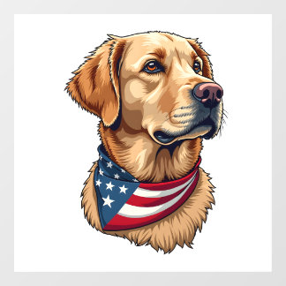 Autocollant Pour Fenêtre T-shirt vintage tête de Golden Retriever patriotiq
