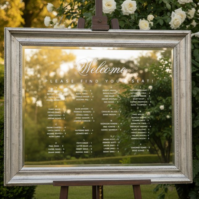 Autocollant Pour Fenêtre Tableau de siège alphabétique blanc transparent (Créateur téléchargé)