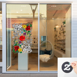 Autocollant Pour Fenêtre Tapis de fleurs au coquelicot