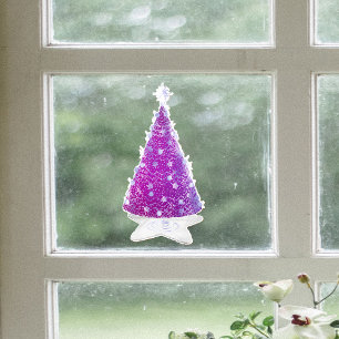 Autocollant Pour Fenêtre Tapis en forme d'étoile d'arbre de Noël rose argen