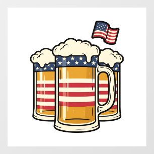Autocollant Pour Fenêtre Tasse à bière patriotique dessin vectoriel vintage