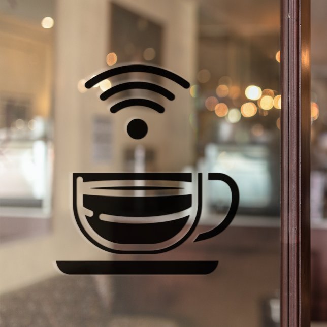 Autocollant Pour Fenêtre Tasse noire de café Réseau WI-FI Gratuit  (Créateur téléchargé)