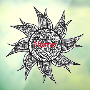 Autocollant Pour Fenêtre Tatouage de soleil de style Henna Thunder_Cove