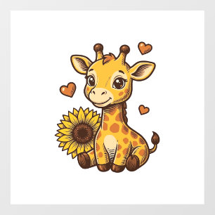 Autocollant Pour Fenêtre Tee-shirt vintage gravure de tournesol de girafe d
