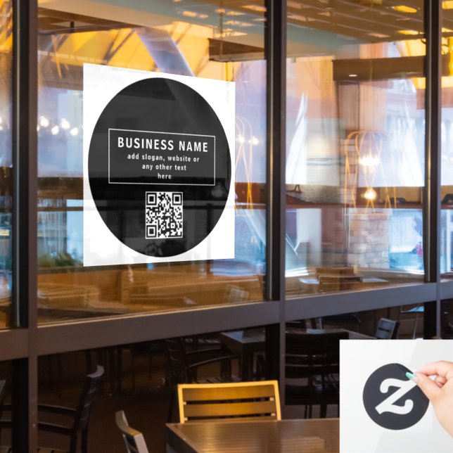 Autocollant Pour Fenêtre Télécharger le code QR ou le logo | Noir moderne (Fenêtre du restaurant)