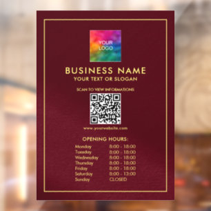 Autocollant Pour Fenêtre Téléchargez Votre Code QR de Logo Modèle Heures d'