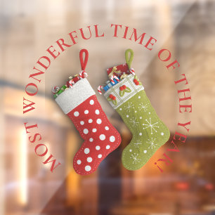 Autocollant Pour Fenêtre Temps le plus merveilleux, Noël Stockings
