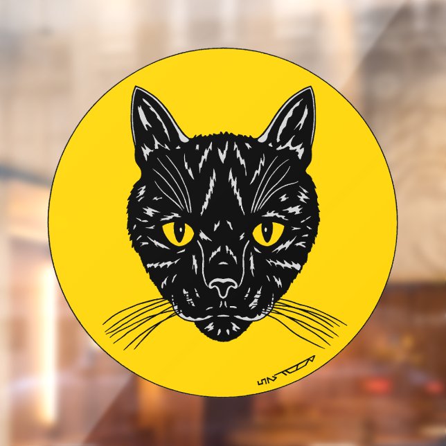 Autocollant Pour Fenêtre Tête de chat noir (Feuille 2)