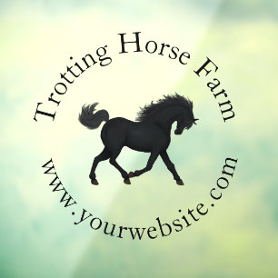 Autocollant Pour Fenêtre Texte circulaire de cheval noir trottant Équestre