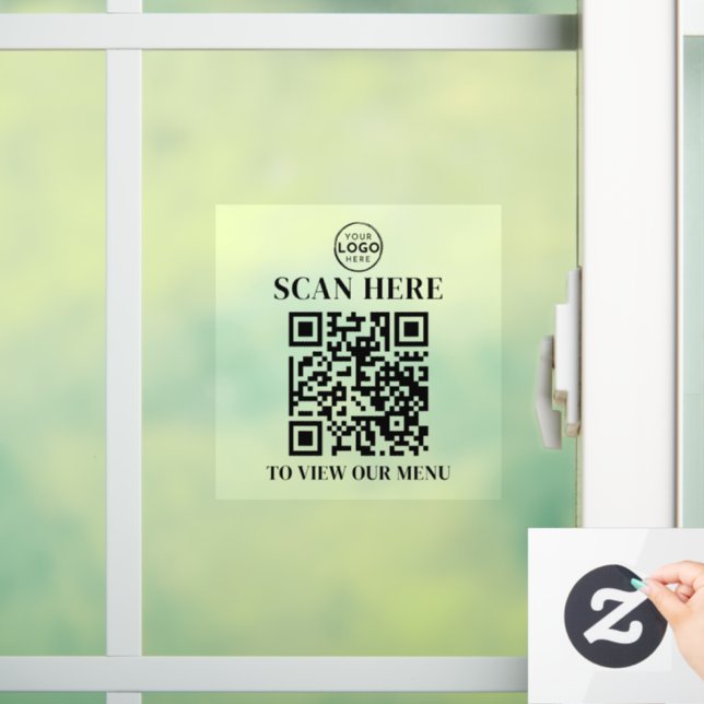 Autocollant Pour Fenêtre Texte de menu Code QR Logo personnalisé (Maison)