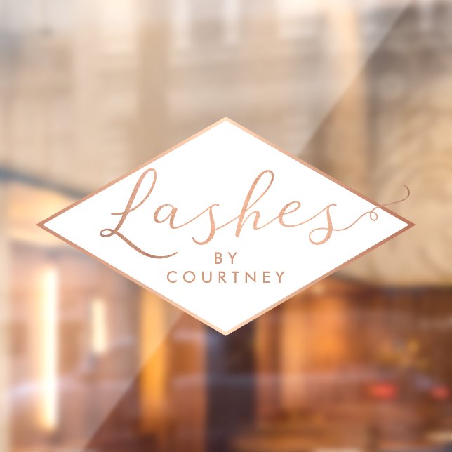 Autocollant Pour Fenêtre Texte de script Cils Rose Or/Blanc (Feuille 2)