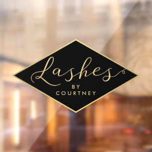 Autocollant Pour Fenêtre Texte du script de flash Gold/Noir