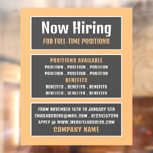 Autocollant Pour Fenêtre Texte encadré, publicité de recrutement d'offre d'