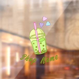 Autocollant Pour Fenêtre Thé vert matcha boba, autocollant de fenêtre match