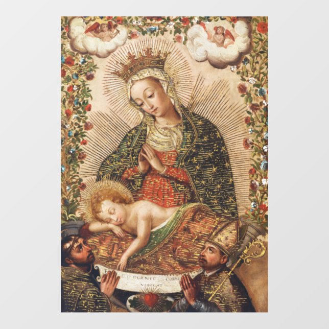 Autocollant Pour Fenêtre The Virgin Adoring the Christ Child at Christmas (Feuille)