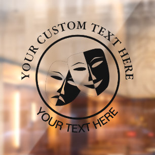 Autocollant Pour Fenêtre Théâtre Masque Comédie Tragédie Noir Blanc