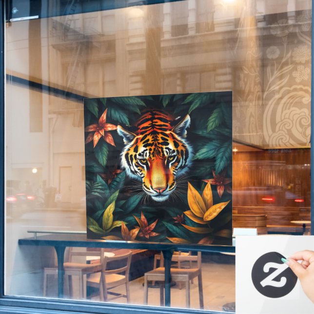 Autocollant Pour Fenêtre “Tiger of Mine” – Colourful Tiger Portrait (Fenêtre de café)