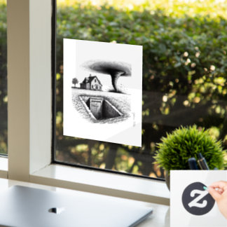 Autocollant Pour Fenêtre Tornado Maison Cave avec Croix