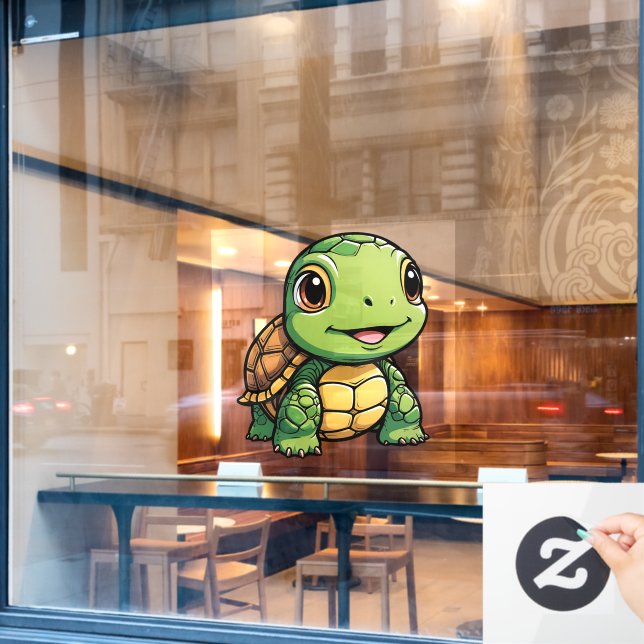 Autocollant Pour Fenêtre Tortue (Fenêtre de café)