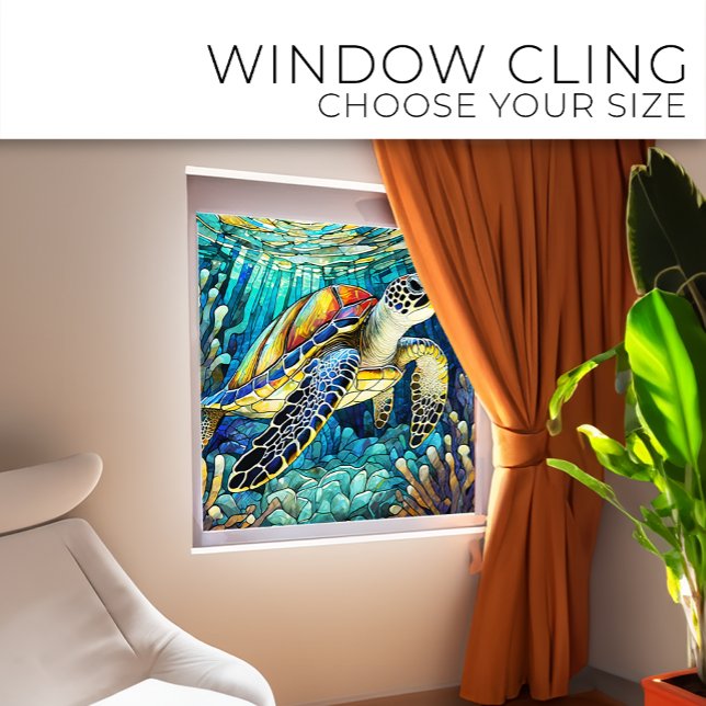 Autocollant Pour Fenêtre Tortue de mer tropicale Vitrail (Créateur téléchargé)