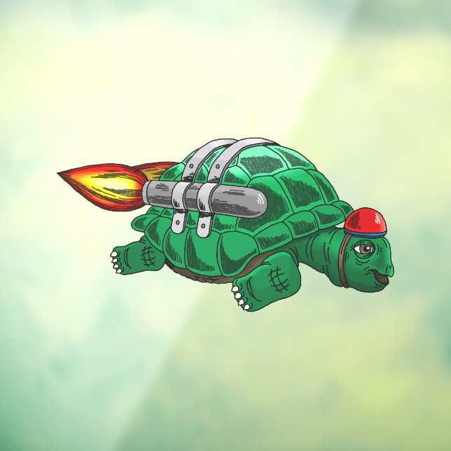 Autocollant Pour Fenêtre Tortue fusée (Feuille 3)