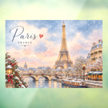 Tour Eiffel Noël d'hiver Rivière seine dans la nei