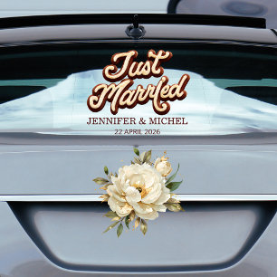 Autocollant Pour Fenêtre Tout juste mariés  voiture de mariage élégante écr