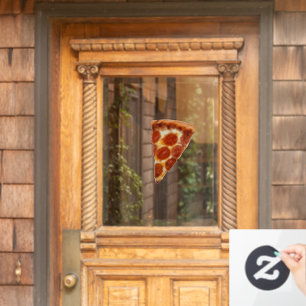 Autocollant Pour Fenêtre Tranche de pizza pepperoni classique de SlipperyJo