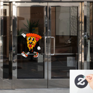 Autocollant Pour Fenêtre Tranche de pizza pepperoni de dessin animé de pizz