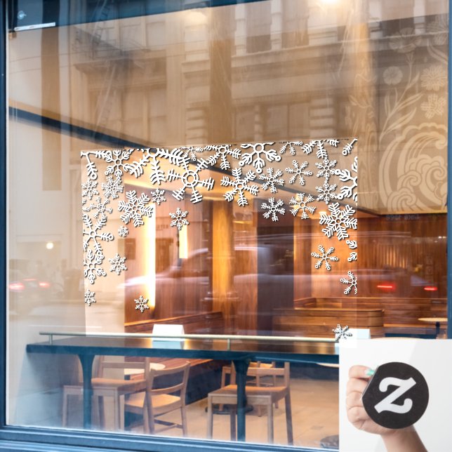 Autocollant Pour Fenêtre Très gros Snowflakes d'hiver Business Shop Accent (Fenêtre de café)