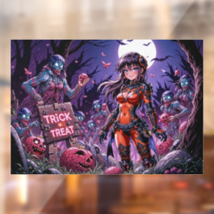 Autocollant Pour Fenêtre Trick or Treat Halloween Zombies Distribuant des C