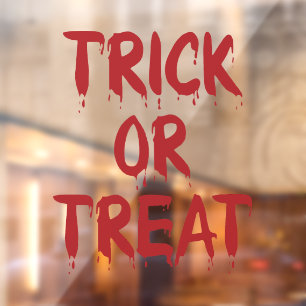 Autocollant Pour Fenêtre Trick or Treat typographie sang rouge Halloween