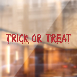 Autocollant Pour Fenêtre Trick ou Treat red goutte de sang texte Halloween