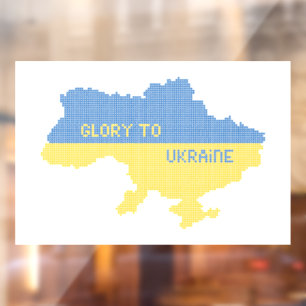 Autocollant Pour Fenêtre Tricot Ukraine texte de la carte d'Etat Gloire à l