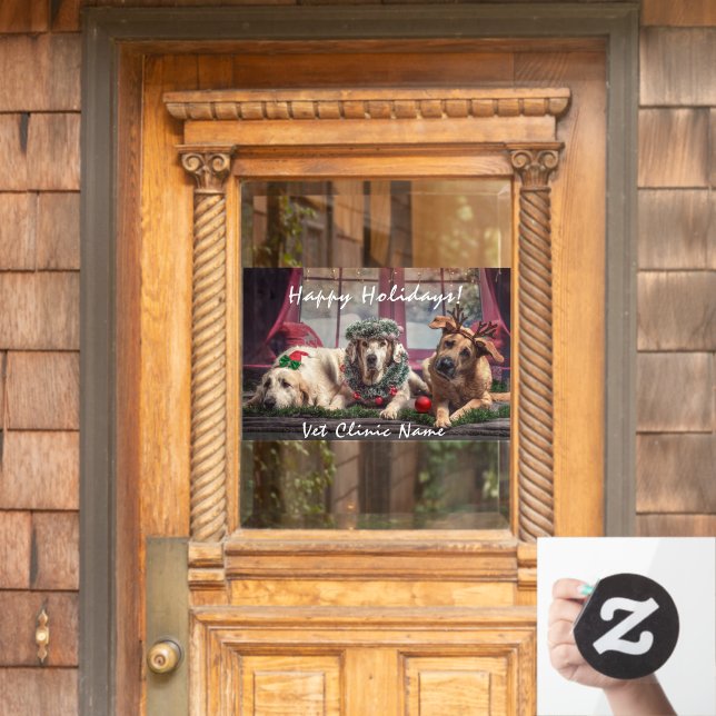 Autocollant Pour Fenêtre Trois bons chiens Vétérinaire Noël (Porte d'accueil)