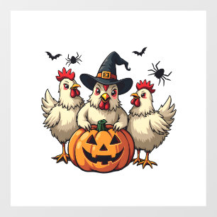 Autocollant Pour Fenêtre Trois Éffrayant Halloween Poulet Farmer Chaud d'au