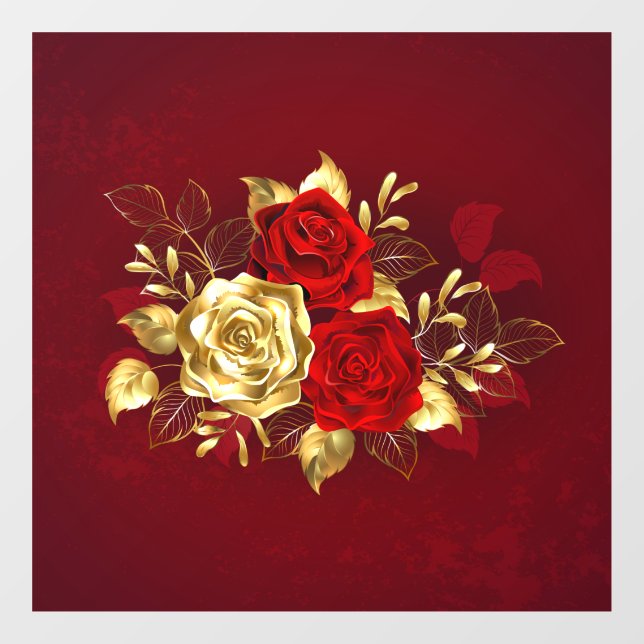 Autocollant Pour Fenêtre Trois Roses de bijoux (Feuille)