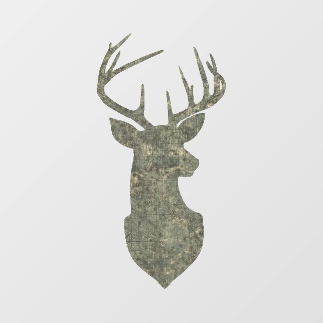 Autocollant Pour Fenêtre Trophée Regal Buck Deer Silhouette au Camouflage (Feuille)