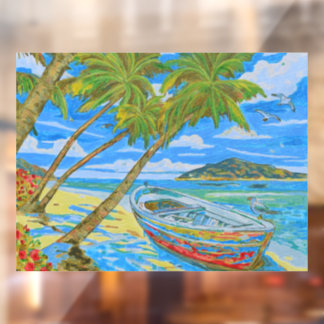 Autocollant Pour Fenêtre Tropical Scene Window Cling
