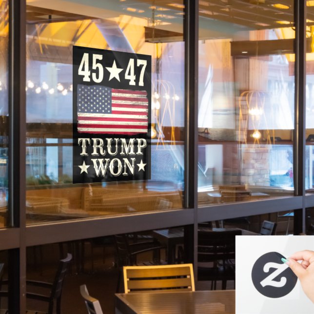 Autocollant Pour Fenêtre Trump A Gagné 2024 45 47E Drapeau Du Président Usa (Fenêtre du restaurant)