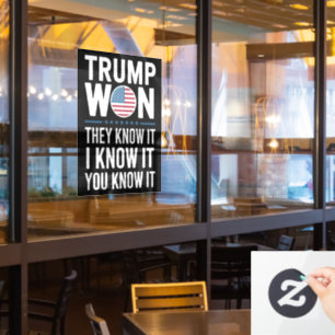 Autocollant Pour Fenêtre Trump a gagné, ils le savent 2024 47e Président ga