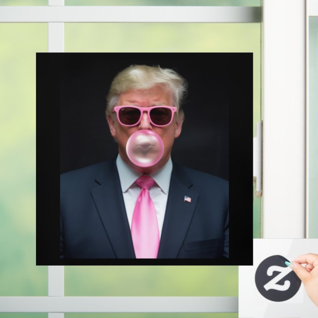 Autocollant Pour Fenêtre Trump Pink Bubble Gum Président 47 USA (Maison)