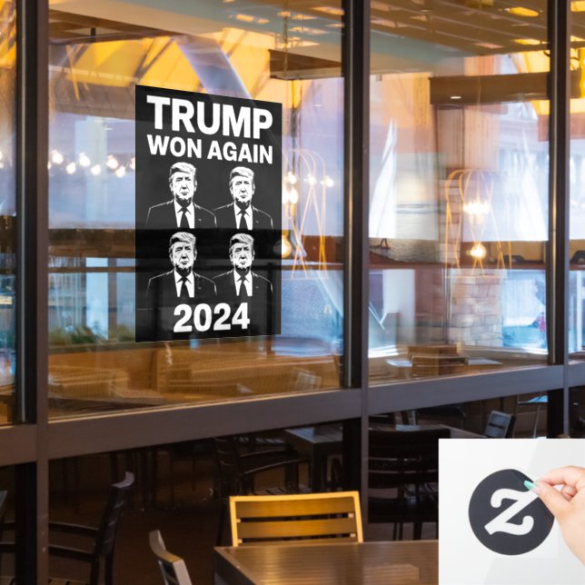 Autocollant Pour Fenêtre Trump remporte à nouveau le scrutin de 2024 Jour d (Fenêtre du restaurant)