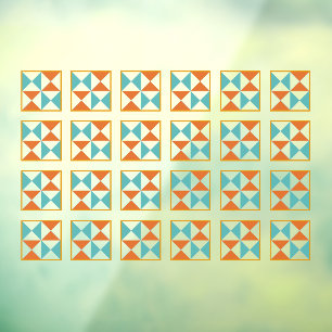 Autocollant Pour Fenêtre Tuiles en terre cuite et carré turquoise Fenêtre C