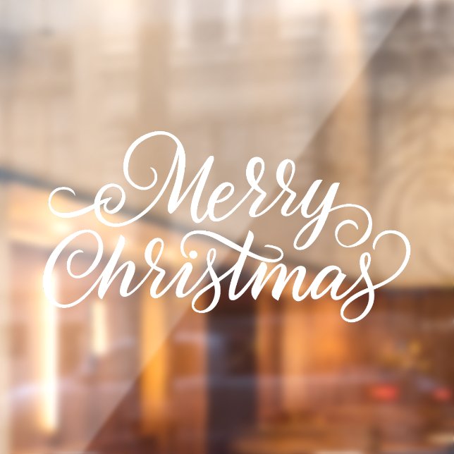 Autocollant Pour Fenêtre Typographie blanche Joyeux Noël (Feuille 2)
