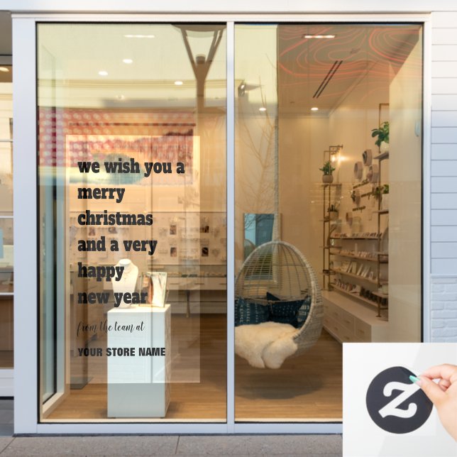 Autocollant Pour Fenêtre Typographie en gras Joyeux Noël Nom du magasin en  (Vitrine du magasin)