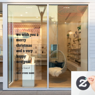 Autocollant Pour Fenêtre Typographie Gras Joyeux Noël Nom de la boutique No