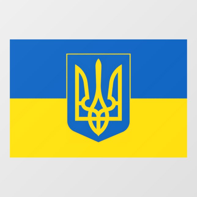 Autocollant Pour Fenêtre Ukrainian flag with the Trident Coat of Arms. (Feuille)