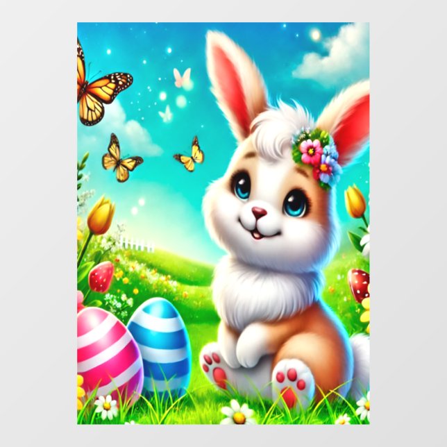 Autocollant Pour Fenêtre Un lapin heureux (Feuille)