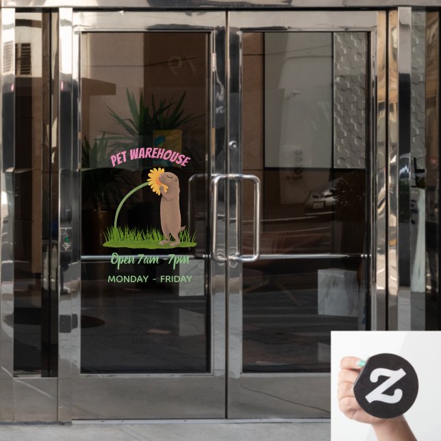 Autocollant Pour Fenêtre Un mignon chien de prairie reniflant la caricature (Porte de bureau)